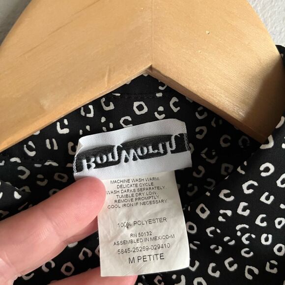 Vintage 90’s abstract black and white button blouse retro unique eclectic - Picture 4 of 10